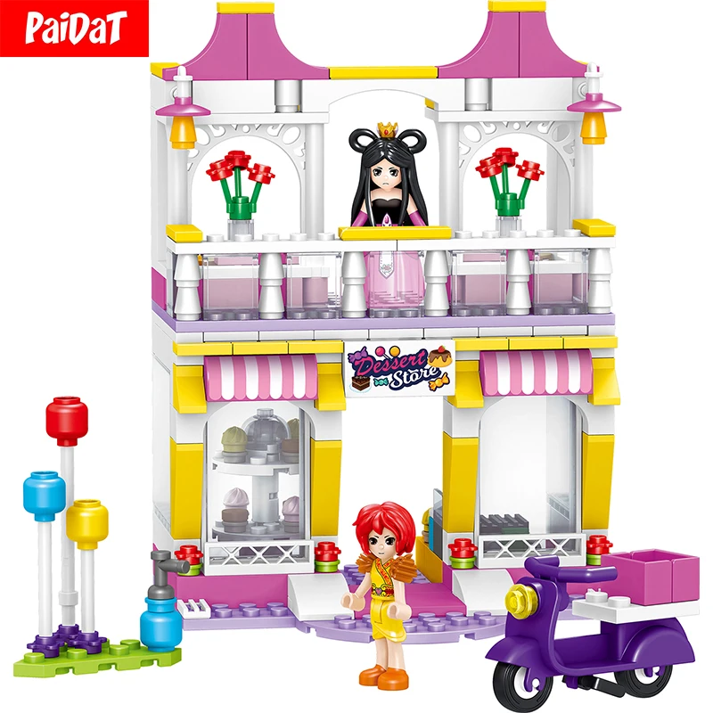 

Dessert Shop Building Blocks Kits QL1614 Children Birthday Gift Toys Bricks Legoing Friends City House Girls With Figure Blocks