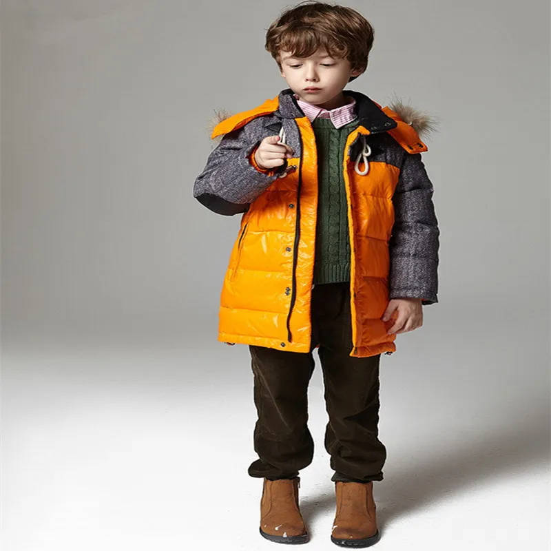 

Winter Children Jacket Coat Boys Warm Padded Thicken Hooded With Fur Down Jackets For Boys Teenage Kids Clothes Outerwear