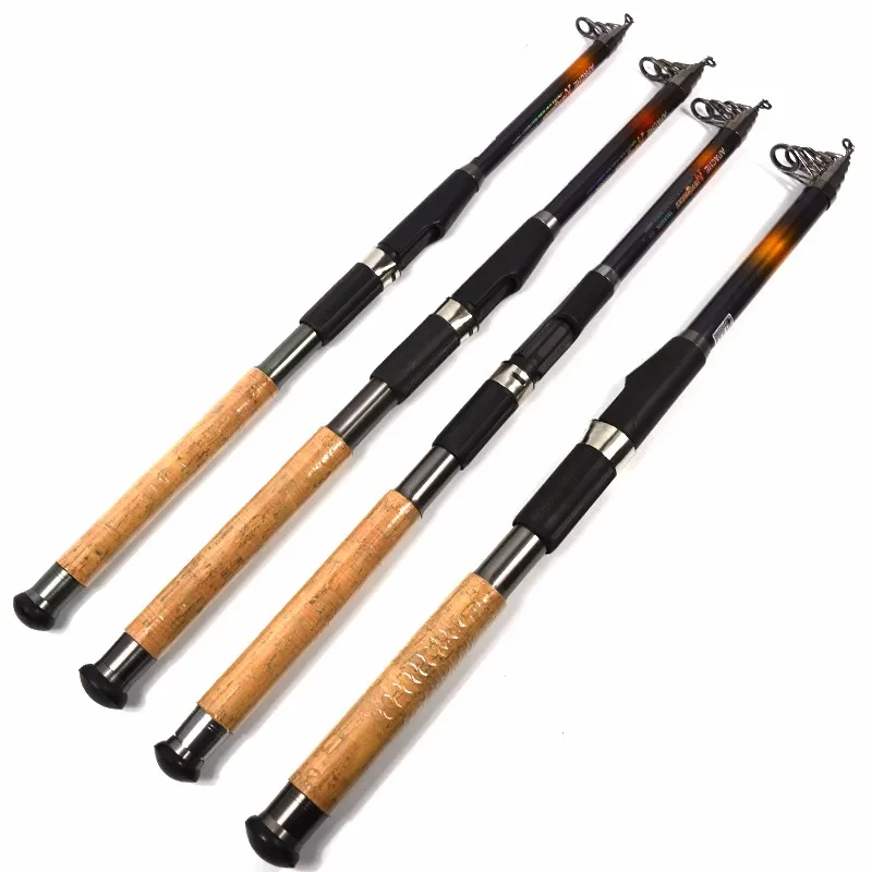 Hybrid Carbon Fishing Rod Telescopic Fishing Pole Imitation Wood Handle Metal Rear Cover Sea Fishing Rod 2.1-3.6M  (9)