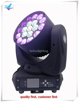 

Lyre Zoom Wash Moving Head Beam Led Light With Ring Effect 19pcs 15W RGBW 4in1 Quad Stage Led Lamp Dj Disco Wedding Stage Light