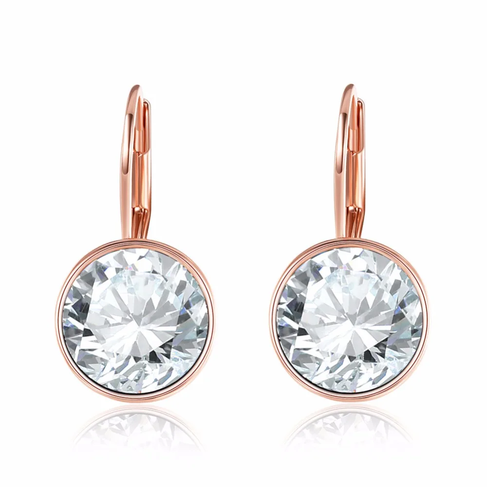 

Brand 2018 New White Bella Crystal Stud Earrings For Women Crystal From Swarovski Fashion Round Earrings wedding Jewelry