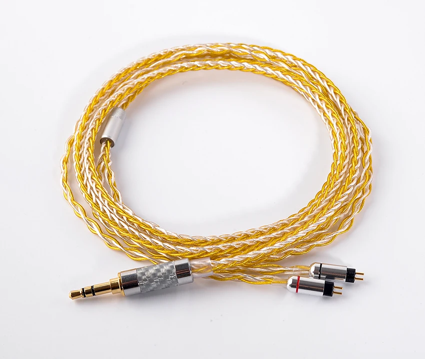 Hand Made DIY Updated  8 Core 3.5mm Cable 7N Gold Silver Mixed Cable With 0.78mm 2pin Connector For KZ ZS5 ZS6 ZSR ZST UE18 UM3X