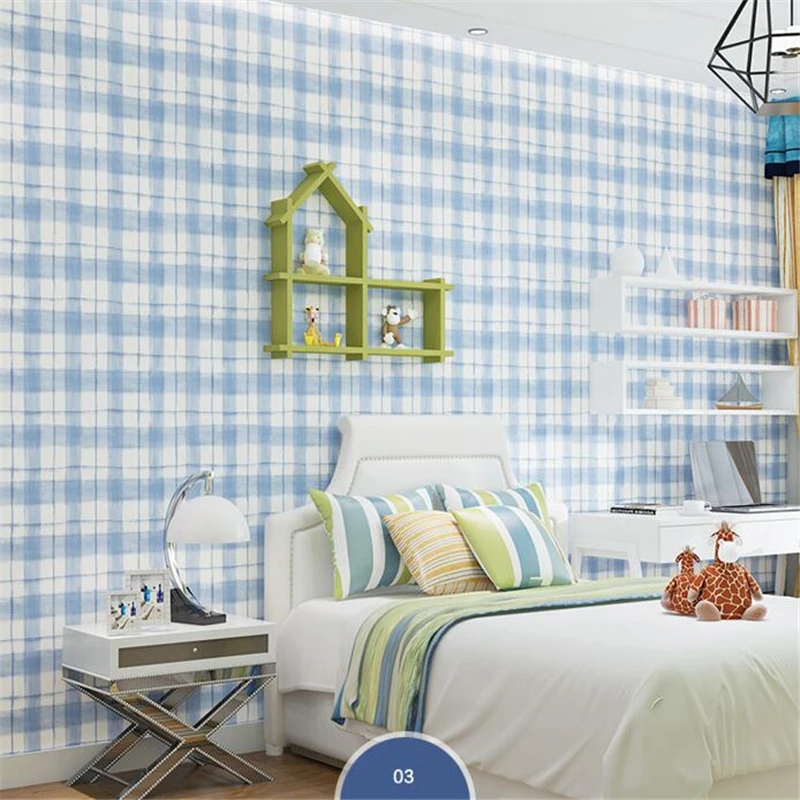 

Beibehang papel de parede Bedroom background wall wallpaper green children room wallpaper girl fresh simple euro grid health