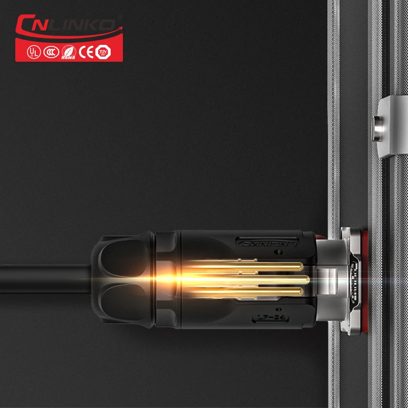 

CNLINKO hot sale safe and stable M24 3 pin 25A current rating snap-fastener button design waterproof IP67 power connector