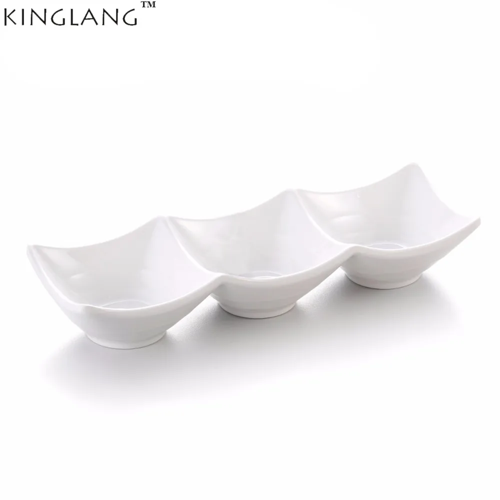 

KINGLANG Plastic Melamine White Small Soy Sauce Dish Tableware compartment dish