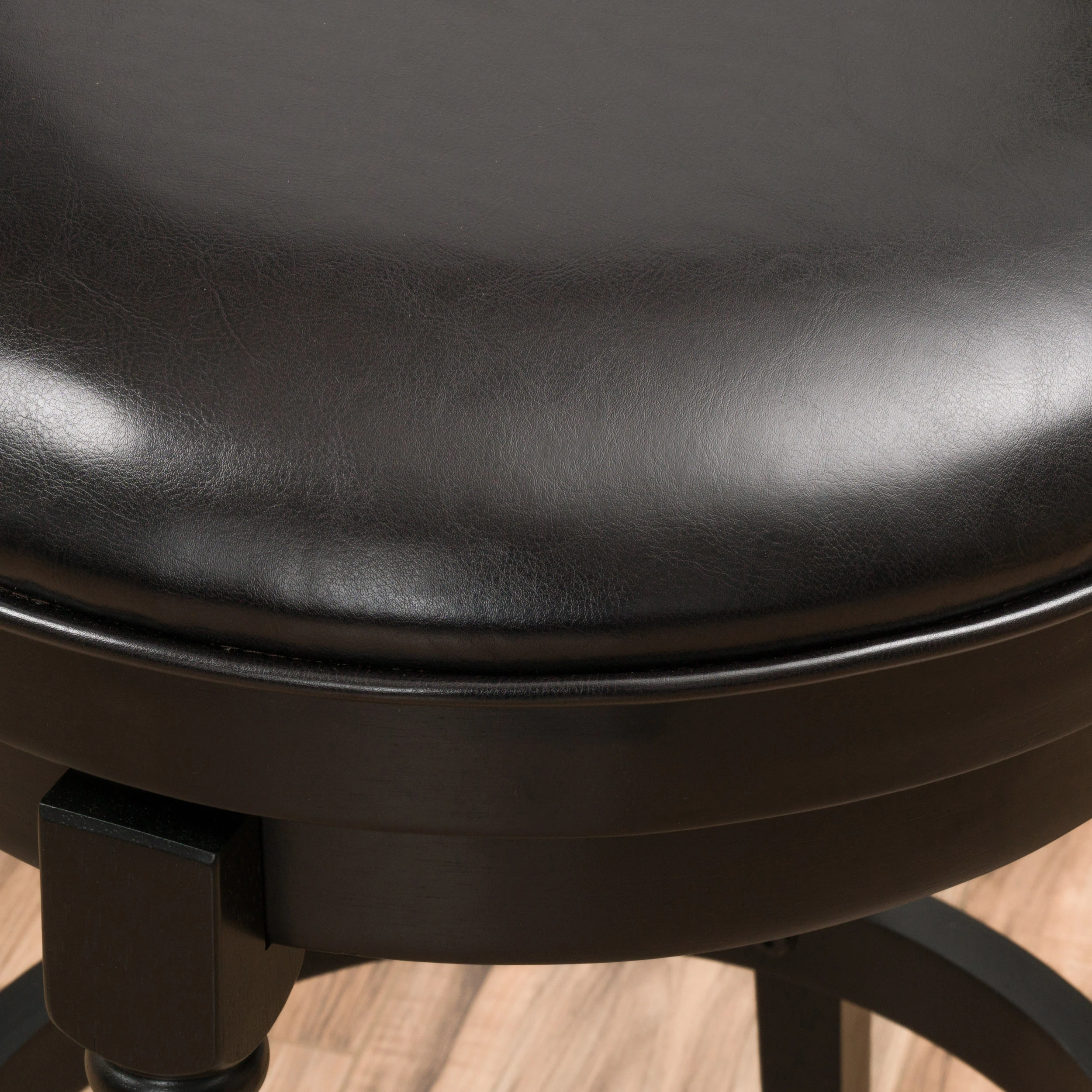 Manuel Black Espresso Leather 25-Inch Swivel Counter Stool (Set of 2) (1)