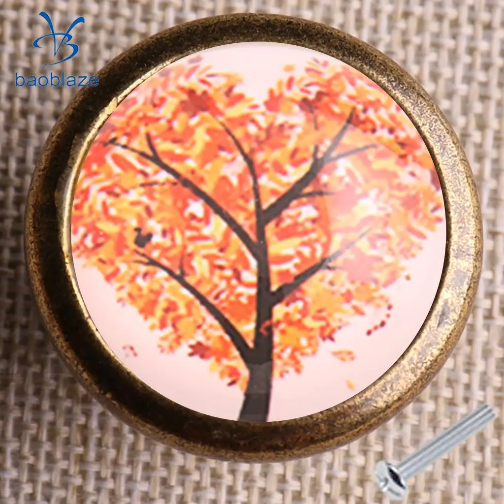 Baoblaze Tree Pattern Retor Metal Pull Knobs Cabinet /Drawer/ Cupboard/ Wardrobe/ Door/ Bin Pull Handle for Home DIY Decor