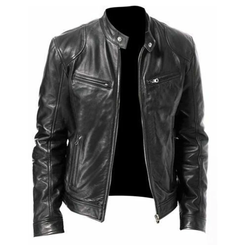 New Spring Autumn Men Tactical PU Leather Jacket Coat Slim Casual Motorcycle Military Bomber Jacket-A | Мужская одежда