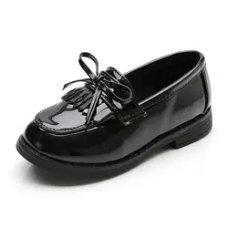 JUFOYU обувь для девочек 2018 Весна Девушки PU кожаные ботинки бахромой британский стиль детская повседневная обувь модные туфли принцессы