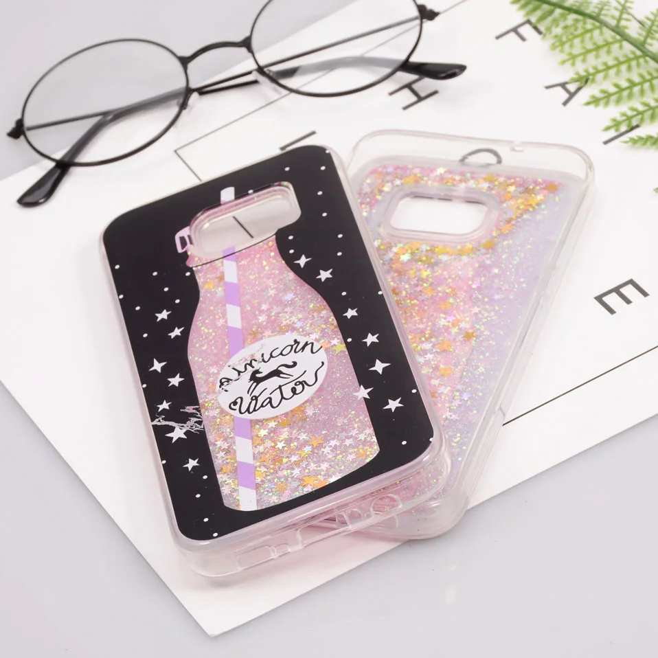 Reaoom for Samsung Galaxy S7 Edge Case Glitter Dynamic Liquid Star Quicksand Corlorful Bottle Unicorn Cover for Galaxy S7 Edge   (5)