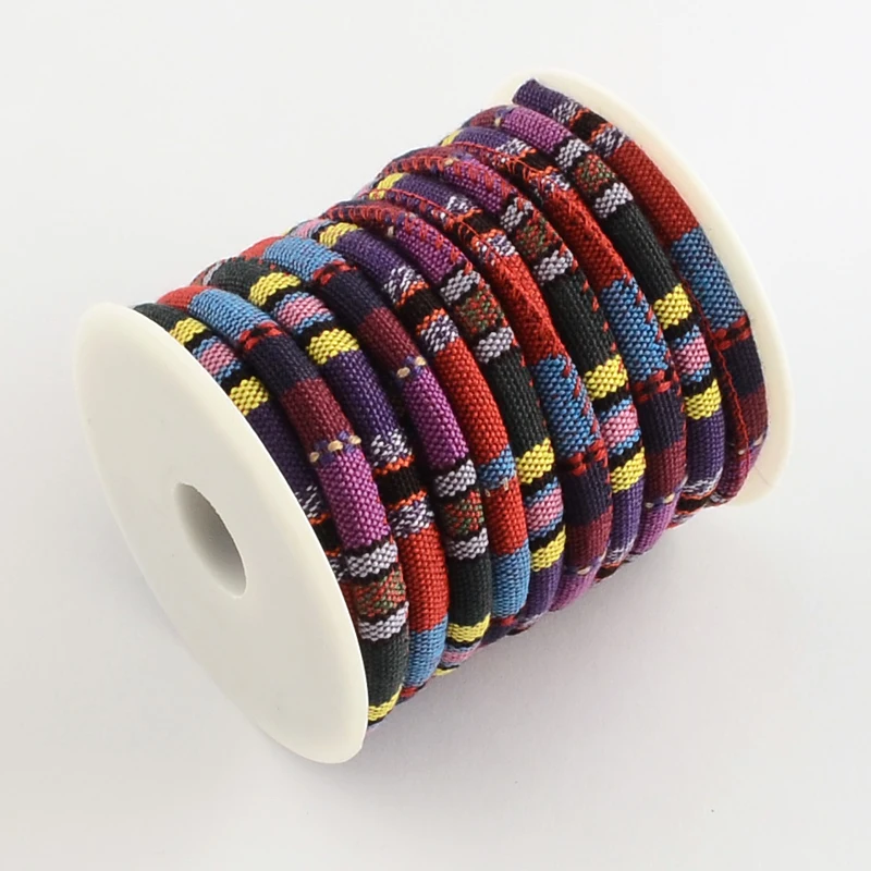 

1Roll 6~7mm Ethnic Cord Cloth Cord for Jewelry Making Accessories Tread Craft DIY, Climbing Ropes, Colorful; about 8m/roll F95
