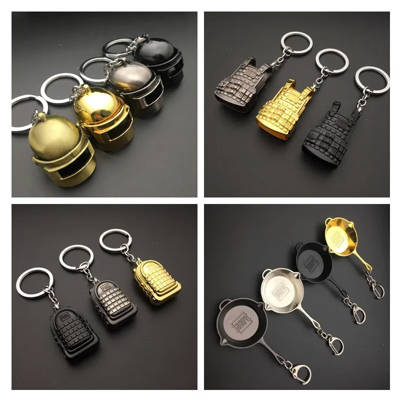 

Game PUBG Playerunknown's Battlegrounds Cosplay Accessories Level 3 Helmet Metal Keychain Ornament Backpack Pan Pendant Key ring