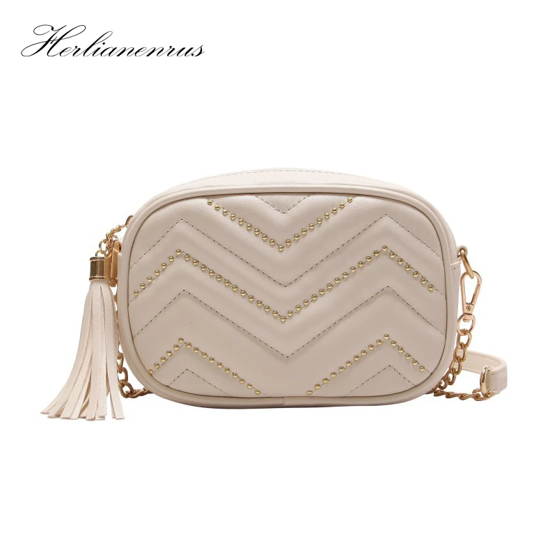 Herlianenrus Crossbody сумки Для женщин Мода цепи с бахромой и заклепками мини из