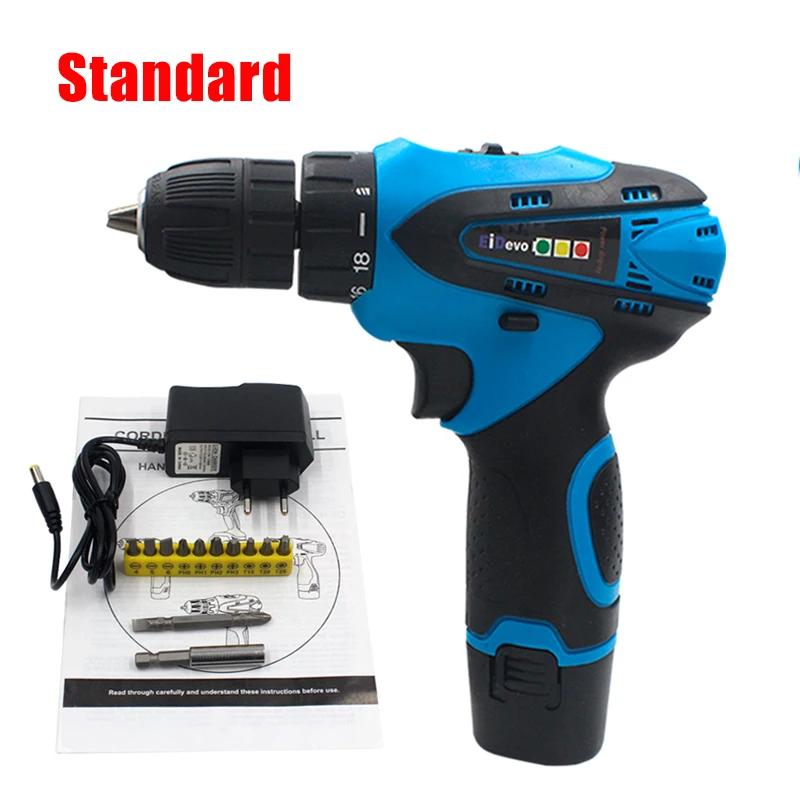 

EiDevo 12V Electric Cordless Drill Screwdriver Hand mini drill kit Lithium-ion Battery Power tools for wood metal drilling