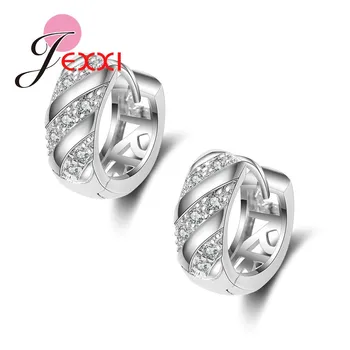 

Fashion Hoop Earrings For Women With Glittering Crystal Wedding Engagement Accessories Silver Jewelry Gifts