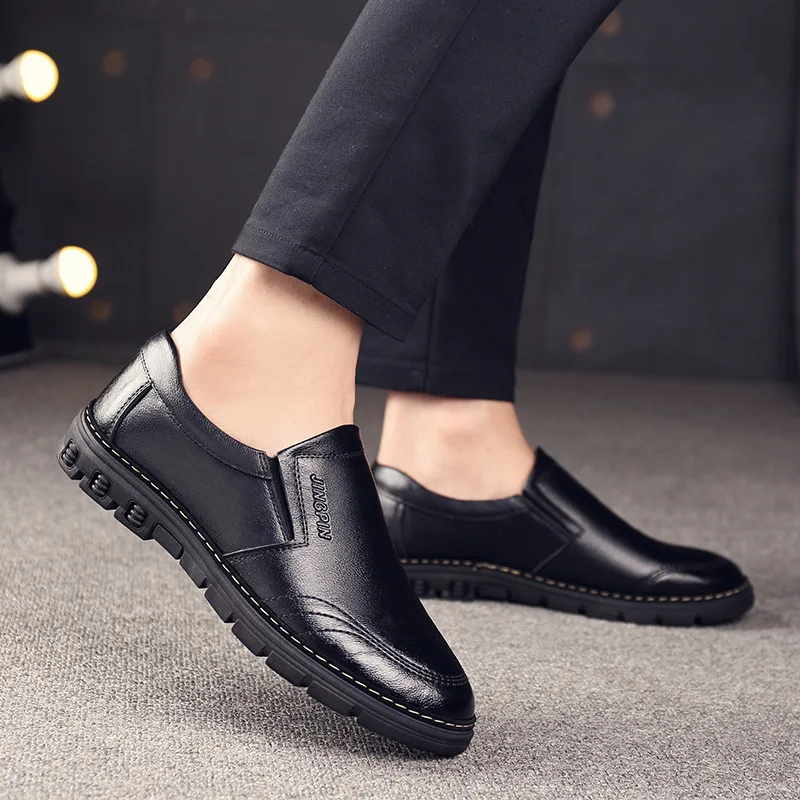 

Novelty Concise Men Casual Leather Shoes Leisure Spring Autumm Flat Loafer Driving Shoes Comfy Solid Slip On Footwear
