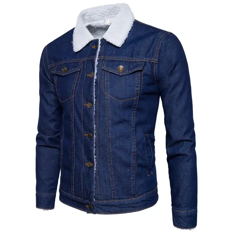 mens denim jacket with faux fur collar