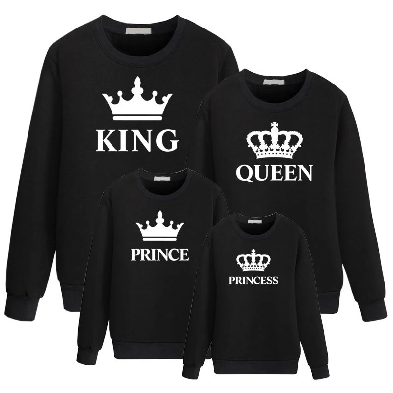 LILIGIRL King Queen Crown Print Family Matching Outfit Leisure Sweatshirt T-shirt Father Mommy And Me Clothes - Цвет: ZXX42B