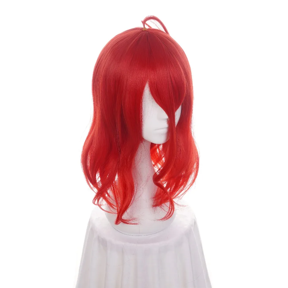 Ccutoo-레드 곱슬 합성 헤어 스타일 가발, 45cm, 하우스키노 쿠니 신사 코스프레, 전체 가발, 내열 섬유