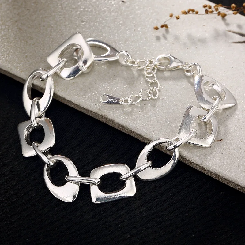 

100% Genuine 925 Sterling Silver Charm Bracelets High Quality Silver Personality Irregular Hollow Bracelets For Women