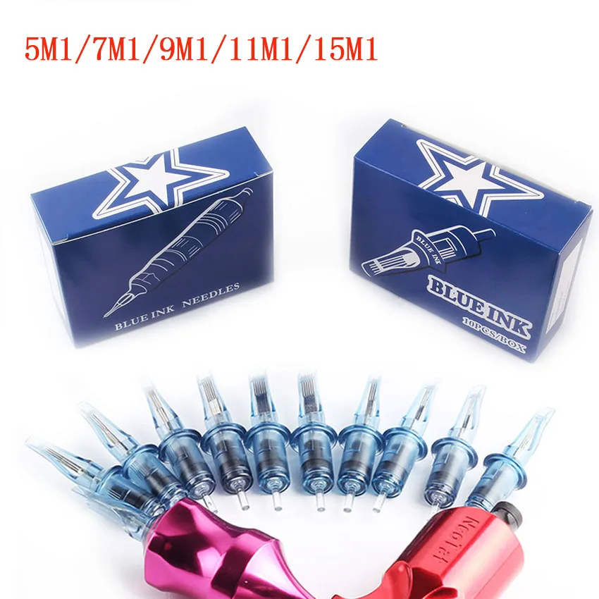 

Tattoo Cartridge Needles 10Pcs 5/7/9/11/15M1 Permanent Makeup Sterilized Disposable Body Art for Machine Gun Tattoo Grips Supply