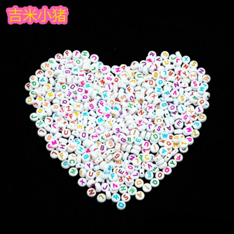 100 pièces perles rondes jouet pour enfants laçage bijoux faisant perle blanche coloré Alphabet/lettre bracelet à bricoler soi-même fille cadeaux en gros