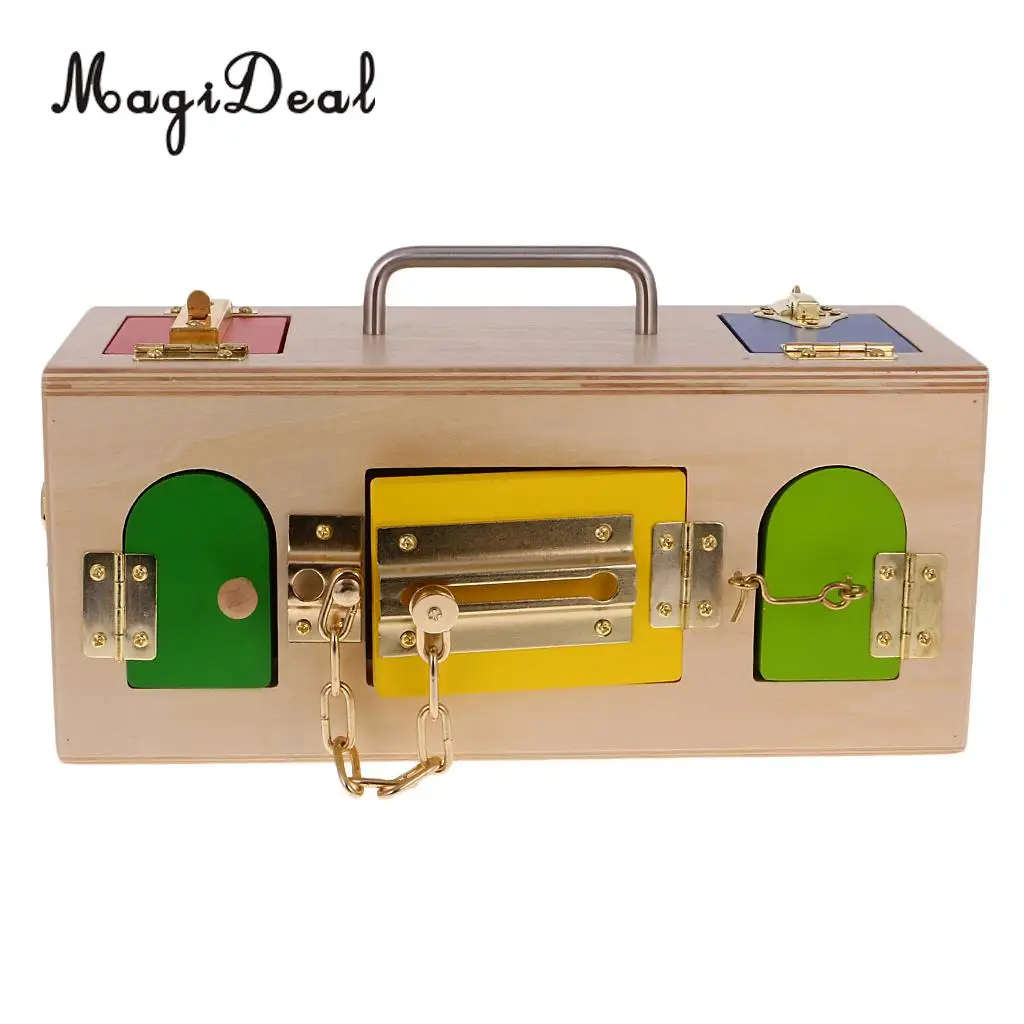 MagiDeal Wooden Montessori Practical Material Little Lock Box Kids Early Educational Toy for Cultivate Child Intelligence Gift