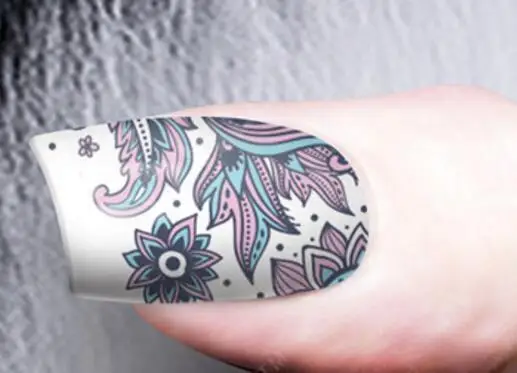 

Nail Salon 1PC Water Transfer Nails Art Sticker Purple Flowers Nail Wraps Sticker Watermark Fingernails Decals