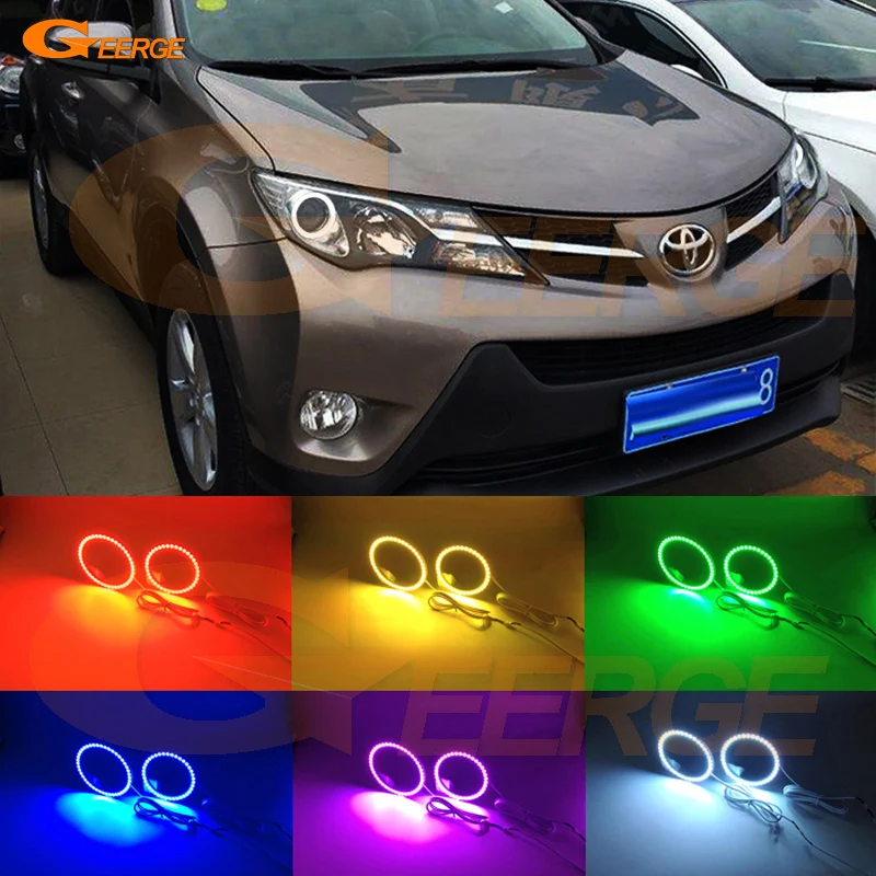 Для Тойота RAV4 2013 2014 2015 отлично глаза Ангела многоцветные Ультра-яркий RGB светодиодные глаза Ангела комплект гало кольца Для Тойота RAV4 2013 2014 2015 отлично глаза Ангела многоцветные Ультра-яркий RGB светодиодные глаза Ангела комплект гало кольца