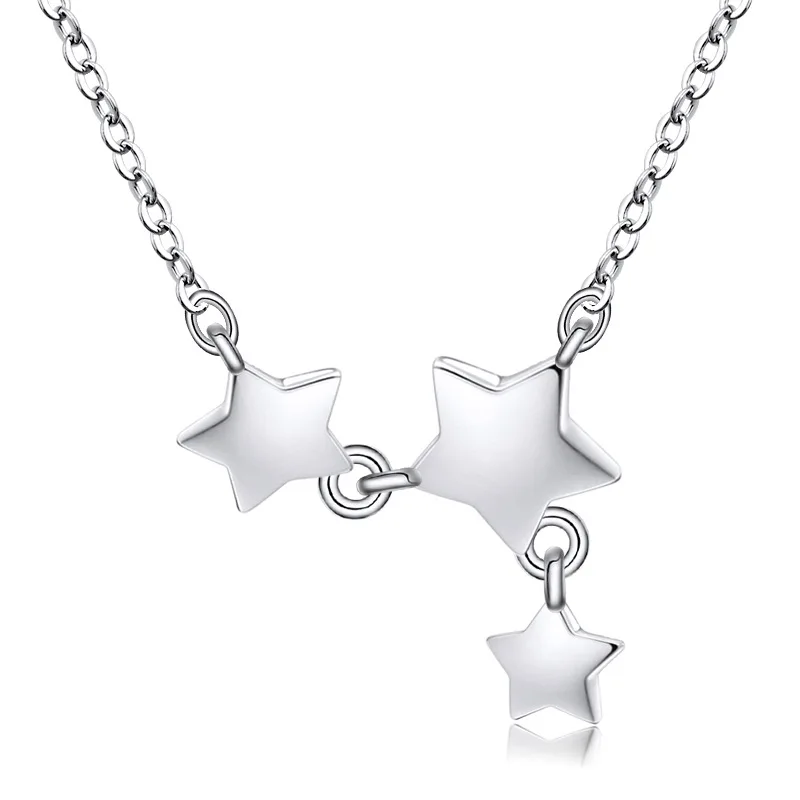 

anenjery Simple 925 Sterling Silver Little Star Necklace Short Clavicle Chain Necklace For Women S-N217