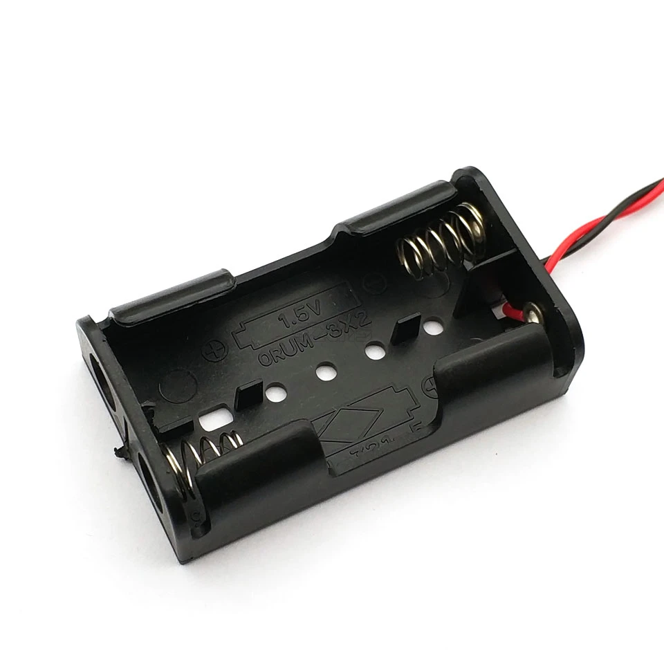Черный 2x1,5 V AA держатель батареи коробка черный с проводными проводами