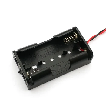 

Black 2 x 1.5V AA Battery Holder Case Box Black With Wire Leads