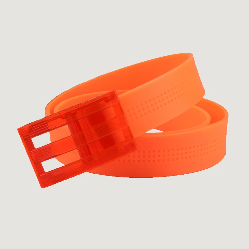 New Design Silicone Belts Men High Quality Belts For Women Rubber Leather Smooth Buckle Belts For Women Men - Color: Orange