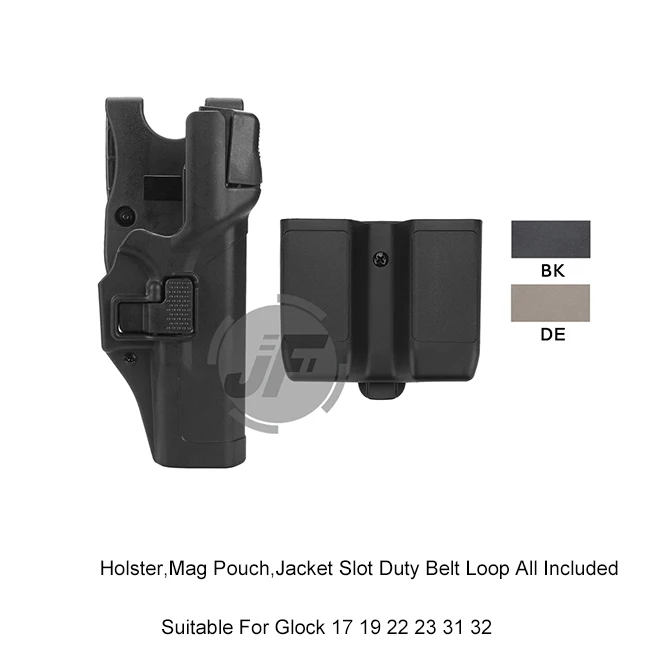

Serpa Level 3 Auto Lock Right Hand Waist Pistol Holster w/ Jacket Slot Duty Belt Loop & Mag Pouch for Glock 17 19 22 23 31 32