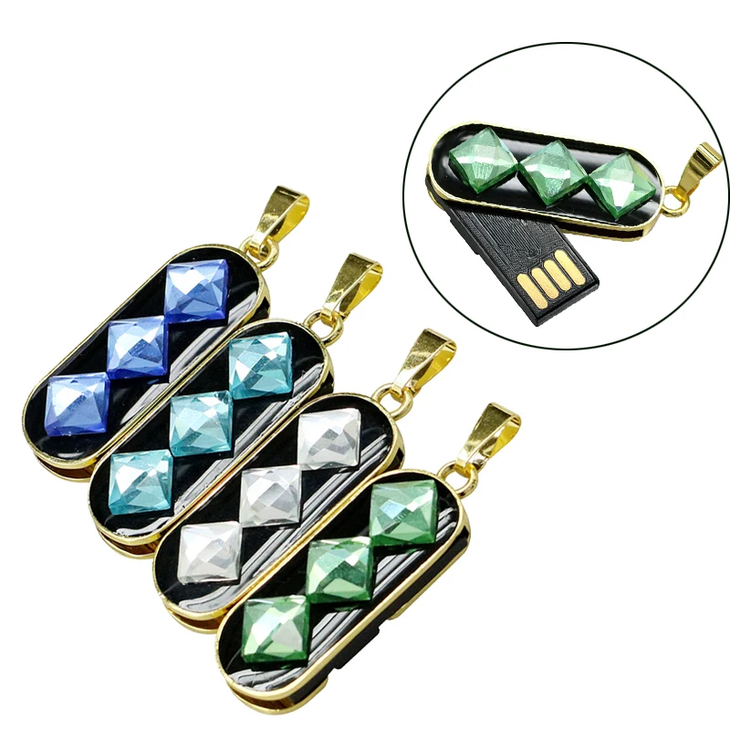 Jewelry Mini USB Stick 2.0 Pendrive 128 GB Flash Drive Real Capacity Crystal Necklace 64GB/8GB/16GB/32GB Girl Gift | Компьютеры и офис