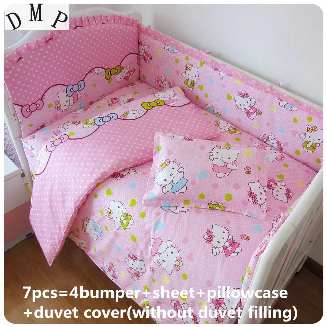 

Promotion! 6PCS Cartoon baby bedding bed around piece set 100% cotton cot nursery bedding (bumpers+sheet+pillow cover)