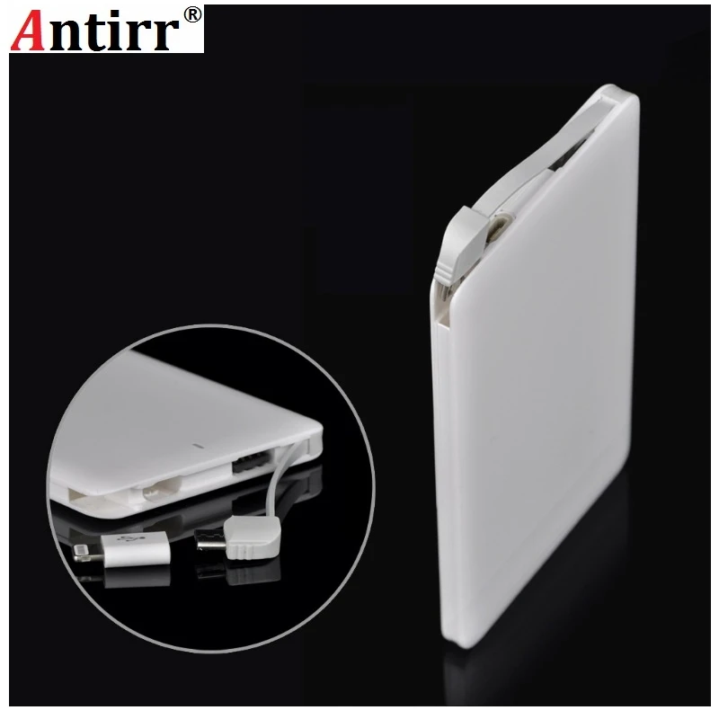 

Antirr 6000mAh Power Bank Portable External Battery Charger Mobile USB Powerbank Built-in Charging Cable