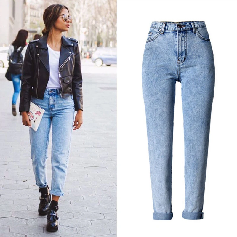 Femme R/étro Pantalon Jeans Amples Boyfriend Casual Jeans