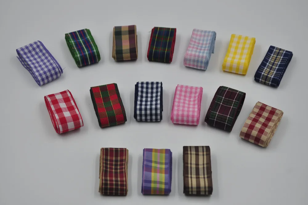 Free shipping 1 inch 25mm 2 5CM Check Plaid Ribbon Gingham font b Tartan b font