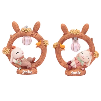 

Cartoon Cute Rabbit Model Night Light Ornaments Small Table Lamp Creative Tree Stump Rabbit Desktop Night Light Student Gifts