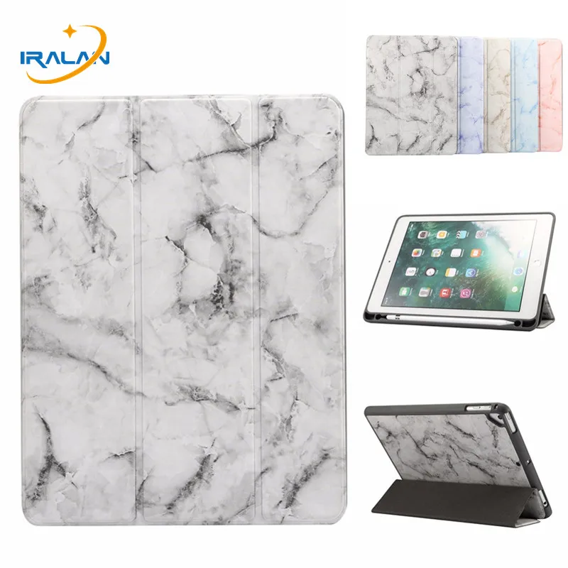

Case For iPad 9.7 2018 2017 PU Marble Leather Tablet Smart Stand Cover For Apple ipad 2018 9.7 A1893 A1954 with Pencil Holder