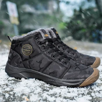 

UPUPER Outdoor Working Winter Sneakers Men Waterproof Warm Hiking Shhoes For Men Shoes With Plush Plus Size 36-46 Snow Boots