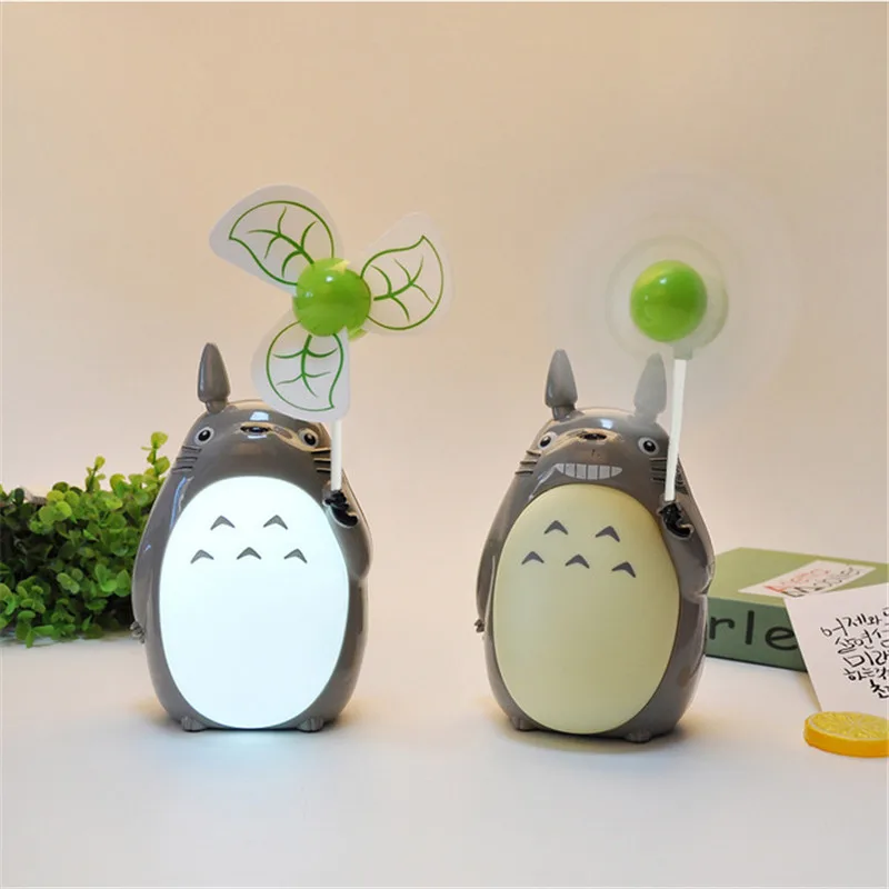 

SIANCS Mini USB Fan Cute Totoro Portable Night lamp Handheld Strong Wind USB Rechargeable Electric Cooling Fan Summer Cooler