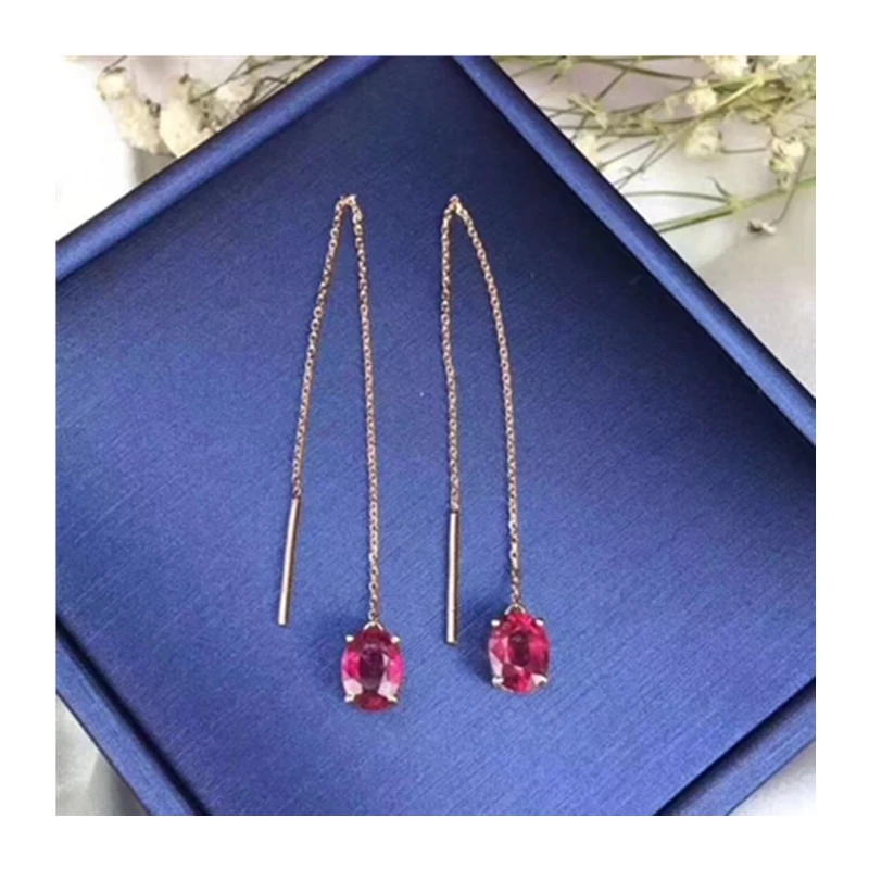 Procogem трендовые женские серьги-капли из натурального рубина 1.06Ct* 2 настоящие драгоценные Камни серебряные 925 ювелирные изделия подарки#1046