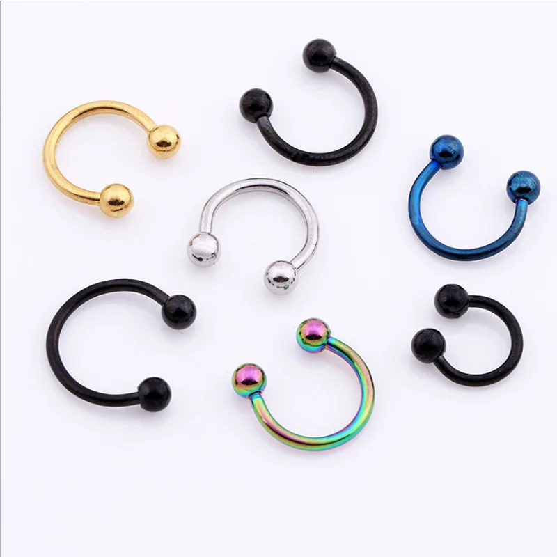 

2pcs Colorful Steel Horseshoe Bar Lip Nose Septum Rings Ear Rings Body Piercing Pirsing 3 Sizes available