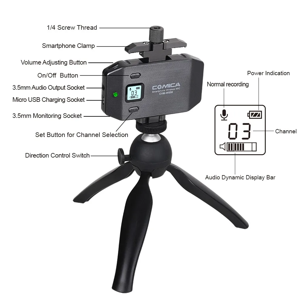 productimage-picture-comica-cvm-ws50-c-professional-wireless-lavalier-microphone-uhf-6-channel-with-handle-grip-for-camera-dslr-smartphone-iphone-x-8-8-plus-7-7-104566