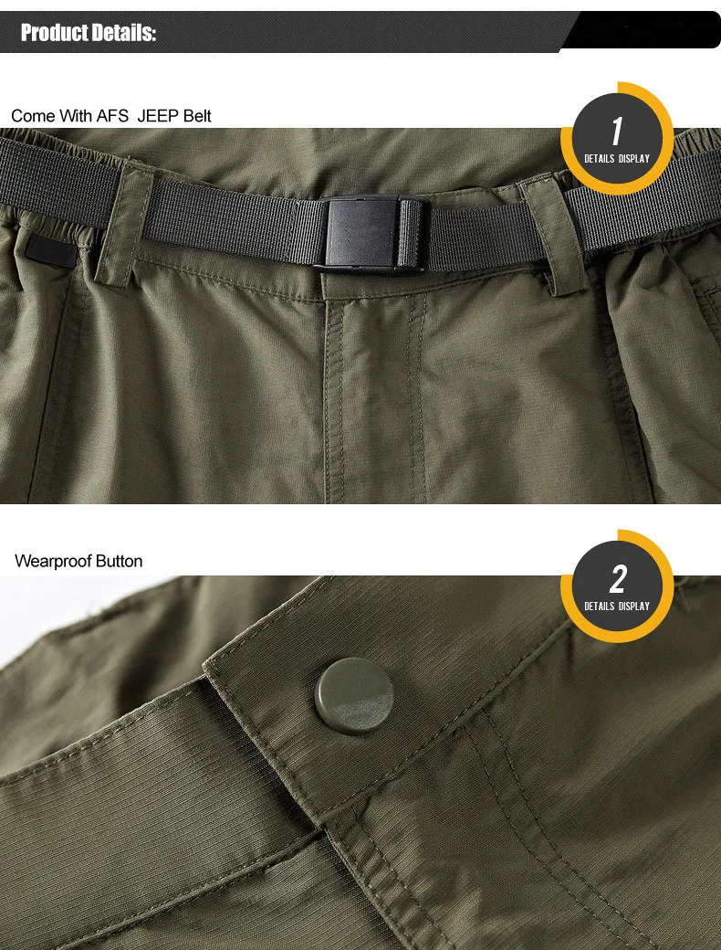 Summer Mens Cargo Shorts Water Repellent Breathable Quick Drying Casual Shorts