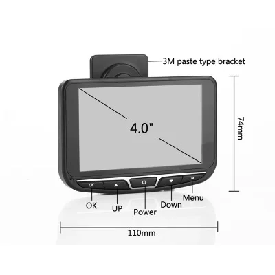 

4-inch drive recorder, double front and rear reversing rear view, standard ADAS, 1296P, 170 degrees wide-angle, plus GPS, WIFI
