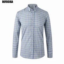 DEFEICIGA рубашки в клетку человек проверяется шире Фирменная Новинка Мода на пуговицах с длинными рукавами деловые рубашки в повседневном стиле 013