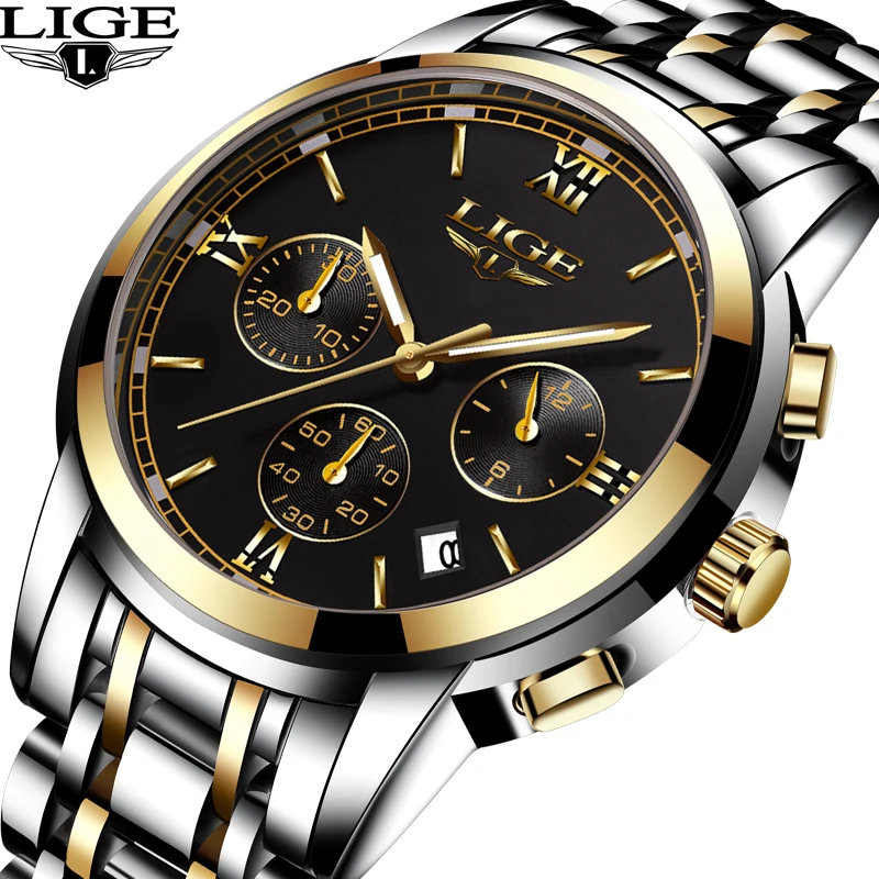 

2019 New LIGE Mens Watches Top Brand Luxury Stopwatch Sport waterproof Quartz Watch Man Fashion Business Clock relogio masculino
